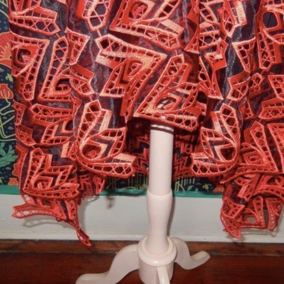 Jonathan Simkhai Red Black Lace High Low Party Cocktail Dress Nwt 6 - Picture 6 of 8
